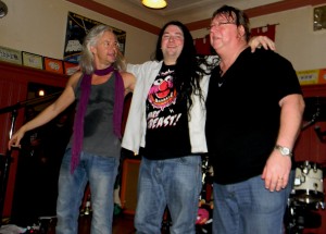 Hermann Skibbe, Harry Reischmann und Werner Saumweber mit Skibbe in Höchstädt 2012