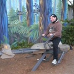 Harry Reischmann auf einen Speederbike auf Endor
