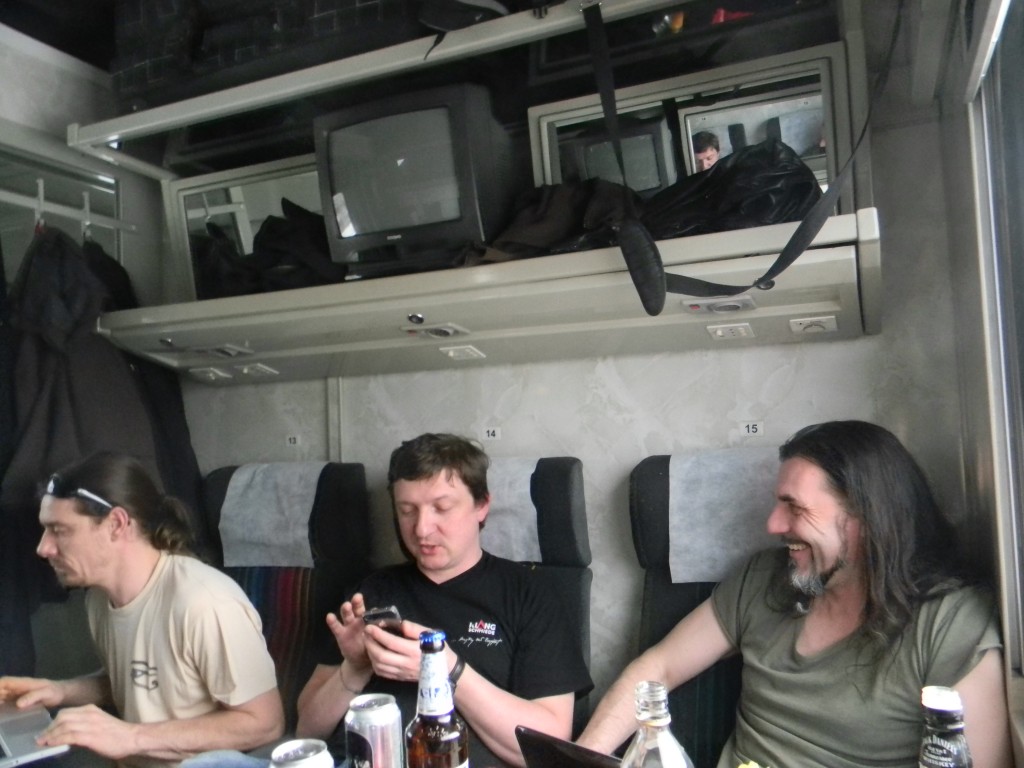 Andi, Hermann und Gunter im Zug nach St. Petersburg