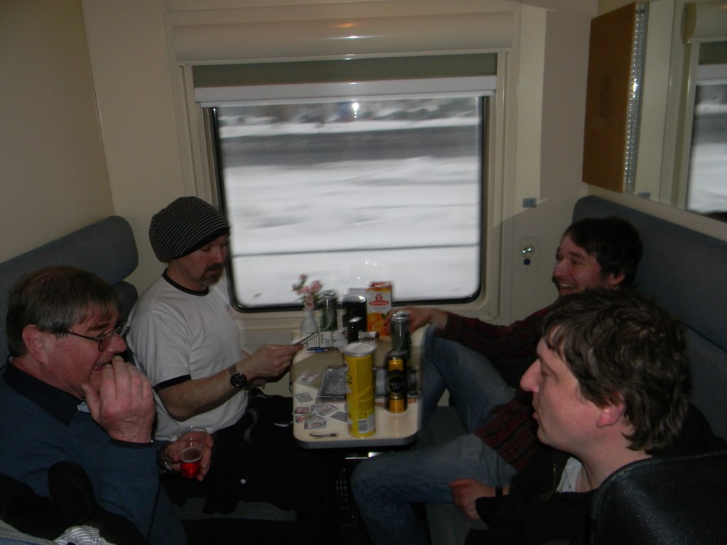 Tick, Reiny, Maic und Hermann im Nighttrain Tallin / Moskau